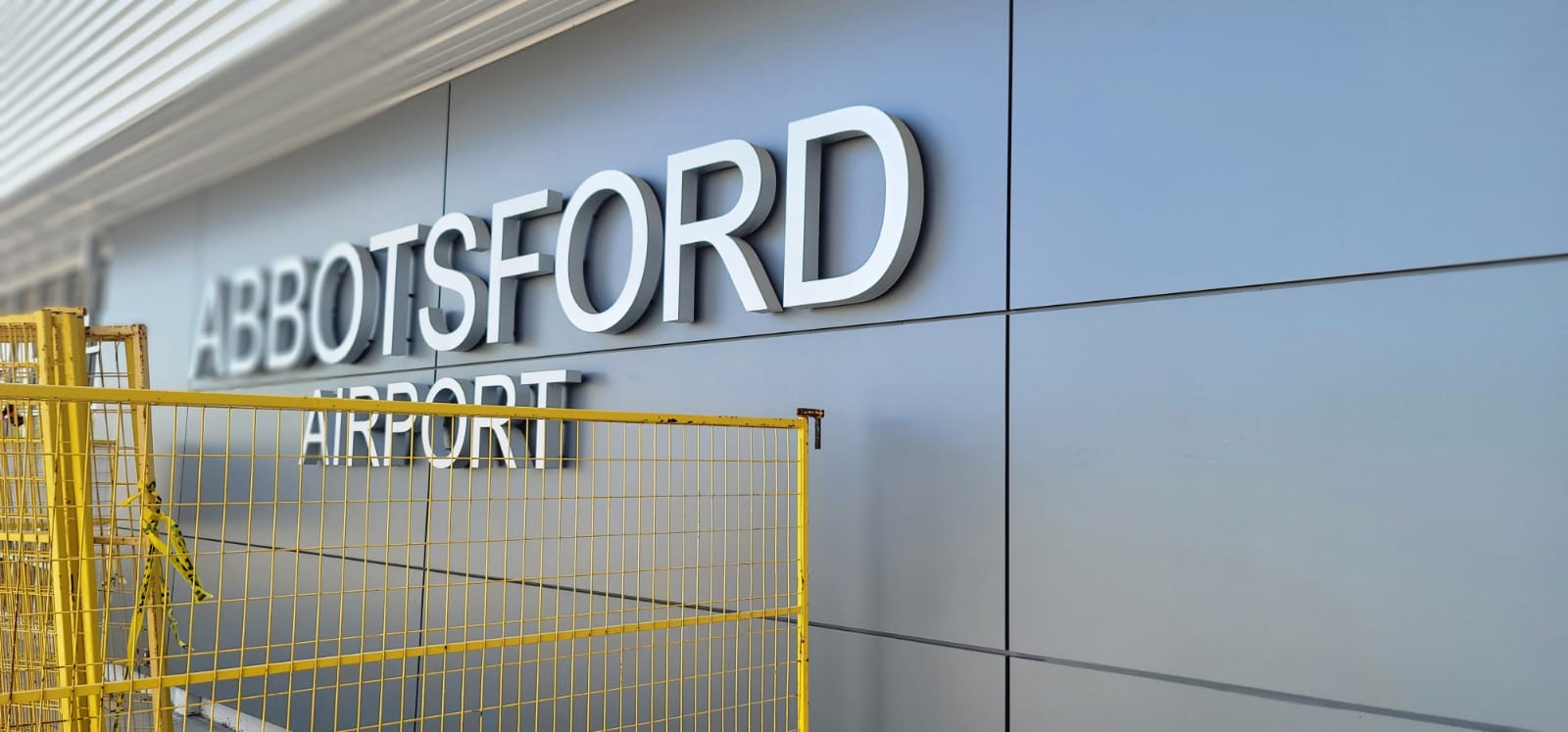 Abbotsford Airport lettering on the terminal wall
